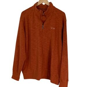 Orvis Men's Orange Quarter Zip Pullover Sweater Shirt Size‎ XL Pima Cotton Blend